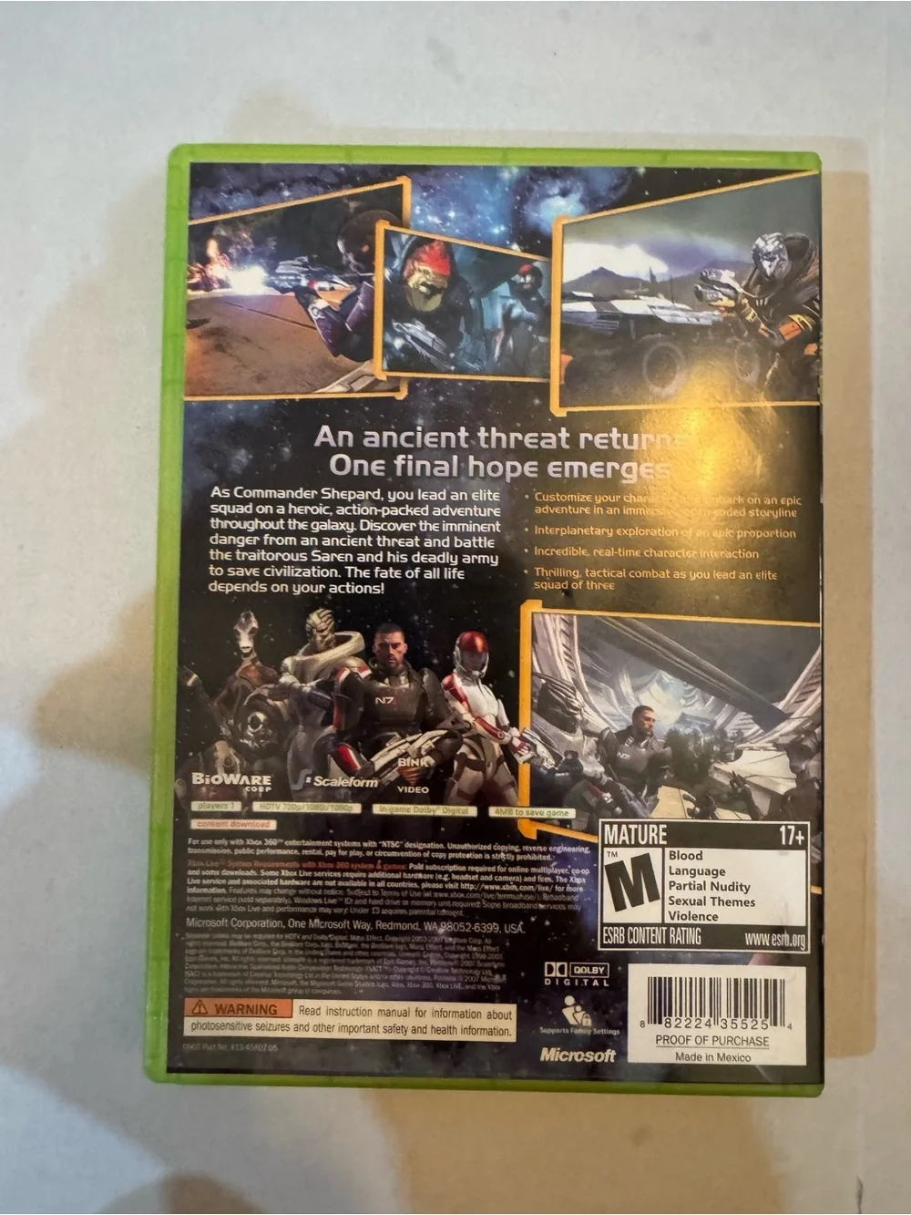 Mass Effect - Microsoft Xbox 360 Complete CIB TESTED